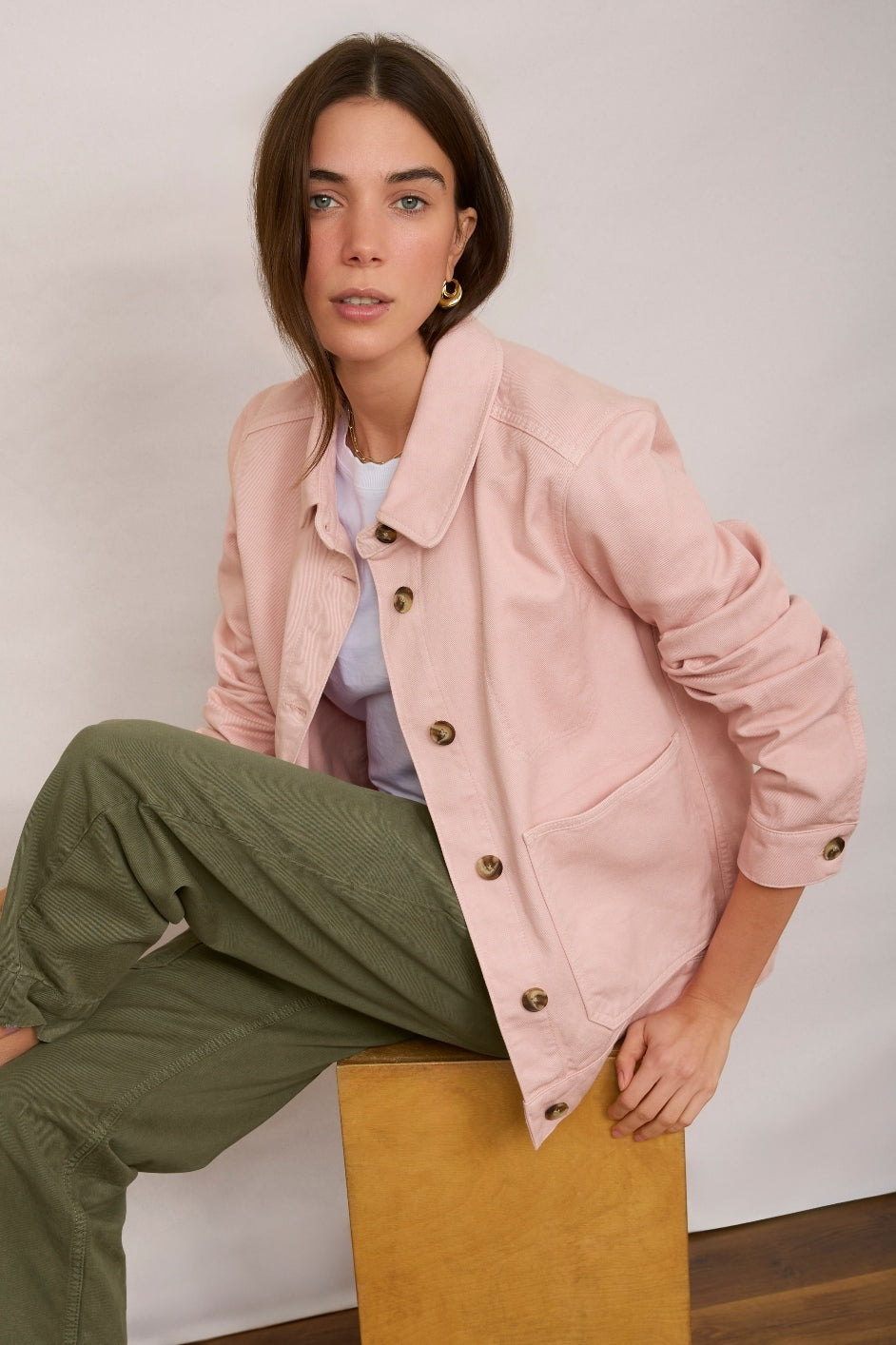 Denim Jacket Pink Clothing Jacket Denim Puff-Sleeve Jacket Pink