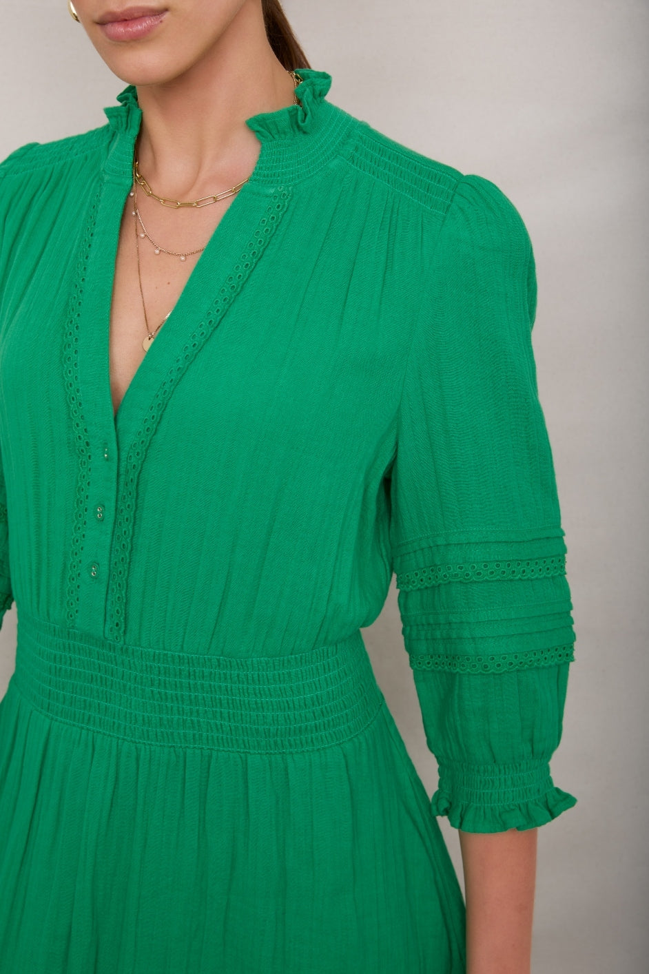 Alina Cheesecloth Dress - Jade Green – WYSE London