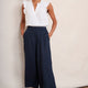 Alma Cropped Linen Trouser - Midnight