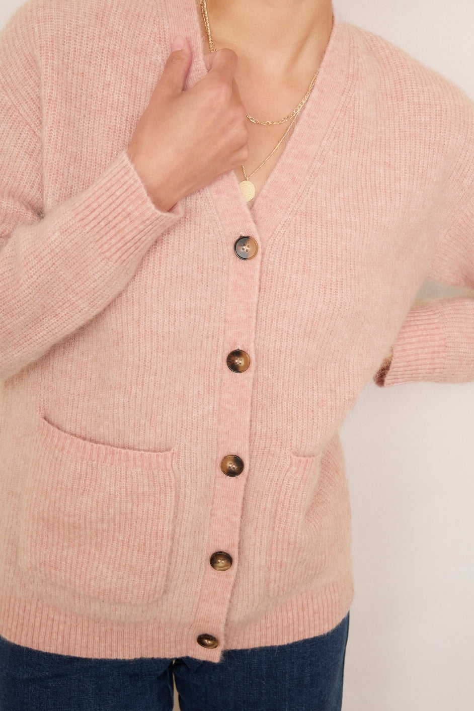 Oversized Powder Pink Cardigan Long Cardigan Women's Light Pink