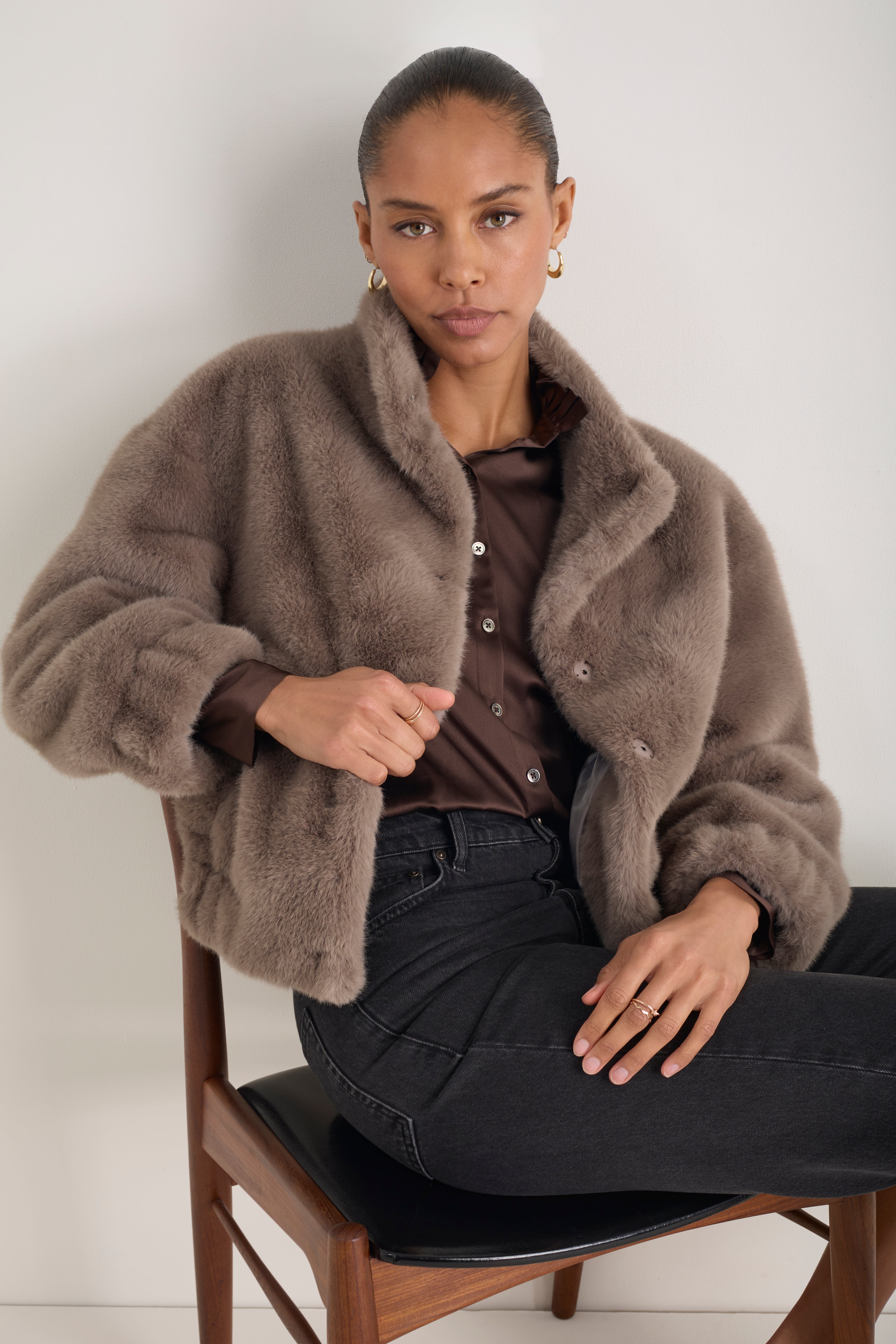 Cath x WYSE Lana Furry Bomber Jacket Mole – WYSE London