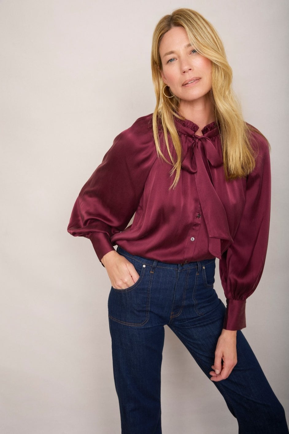 Clea Silk Blouse Plum – WYSE London