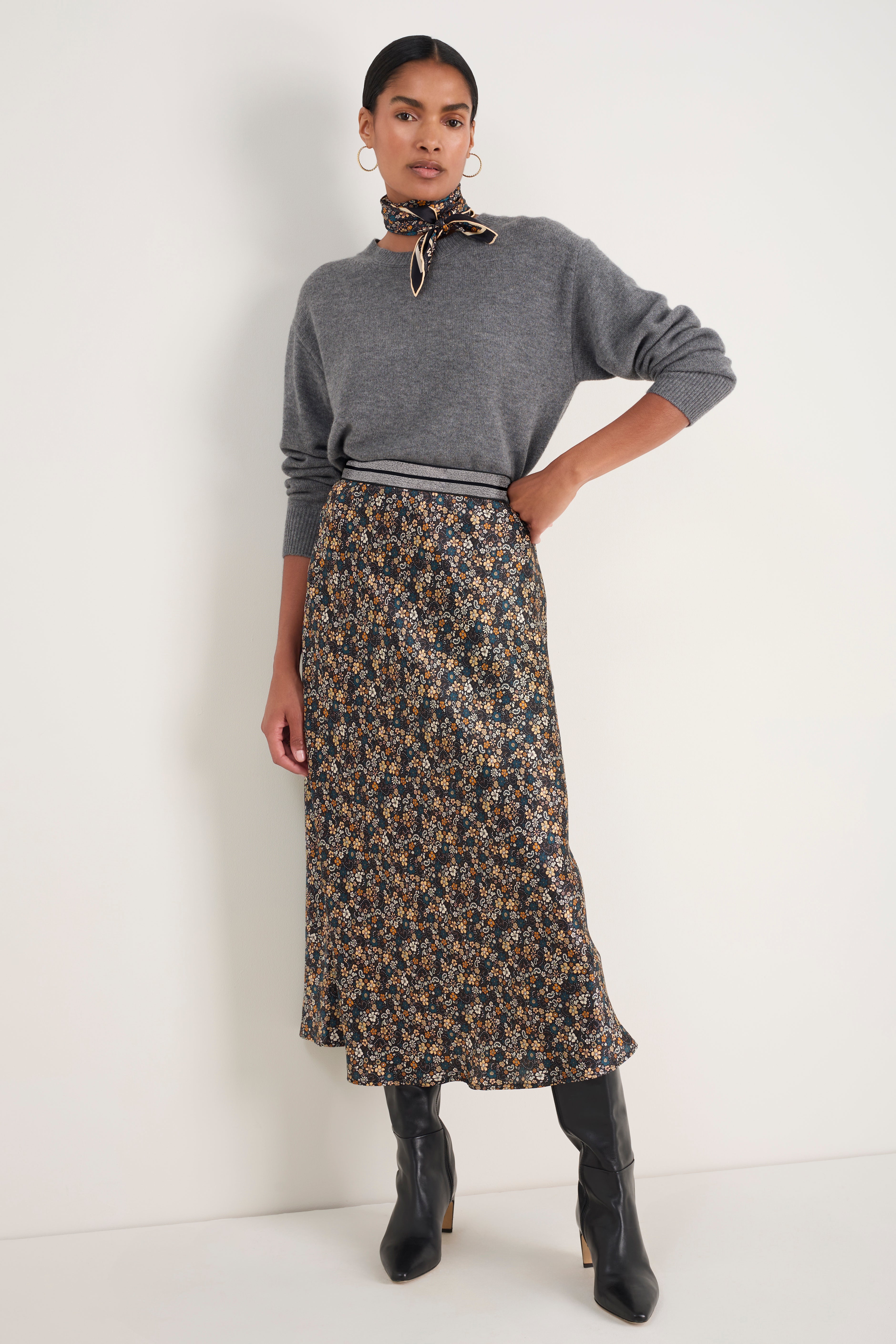 Ella Silk Skirt - Retro Floral Scarf – WYSE London