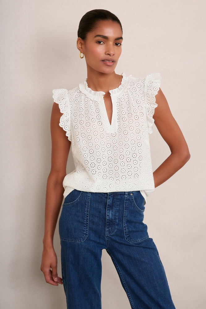 Felicity Top - White Broderie
