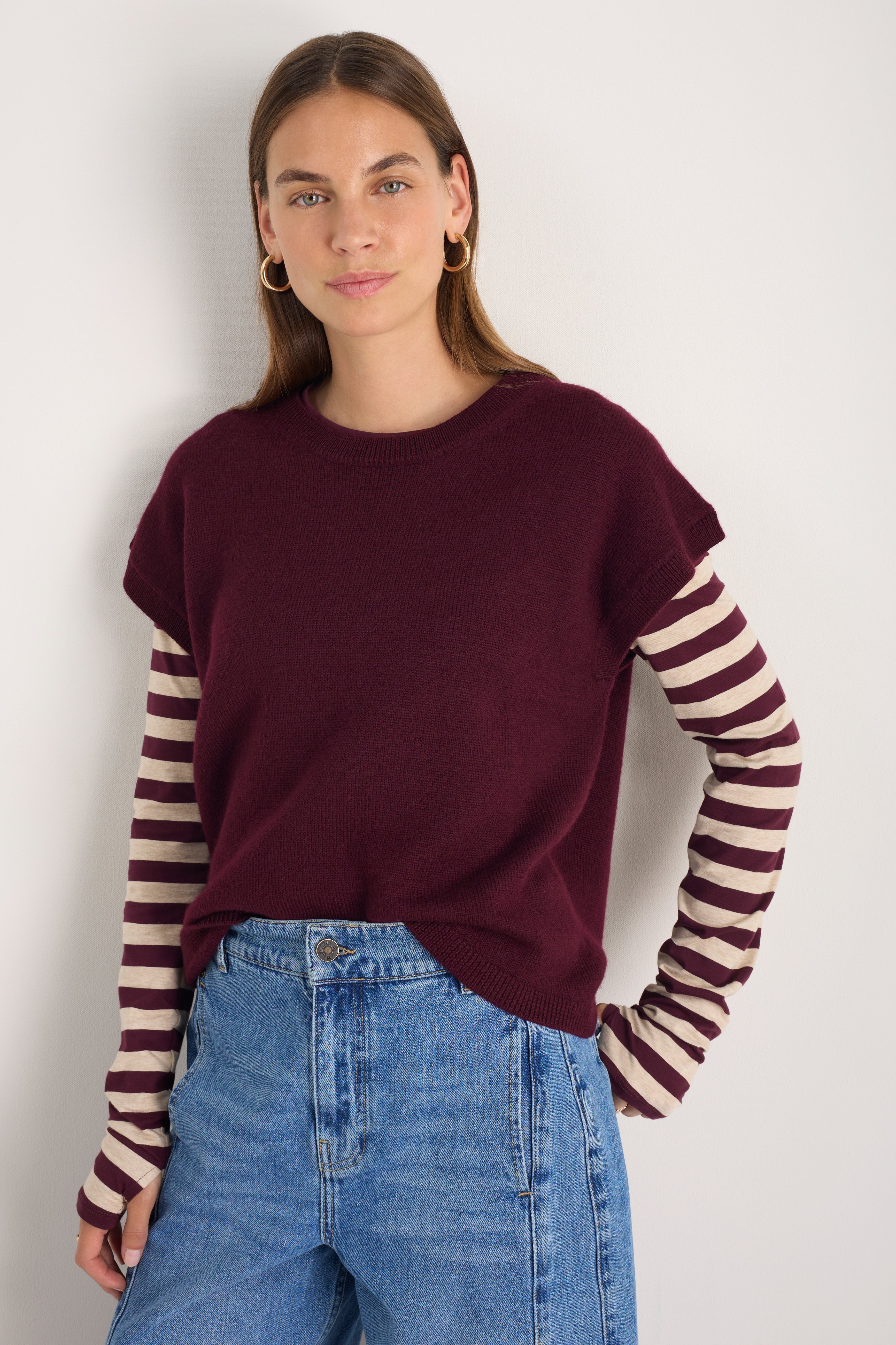 Fleur Merino Tank - Deep Fig