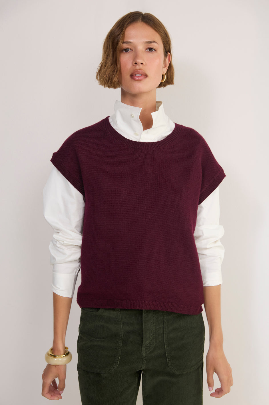 Fleur Merino Tank - Deep Fig