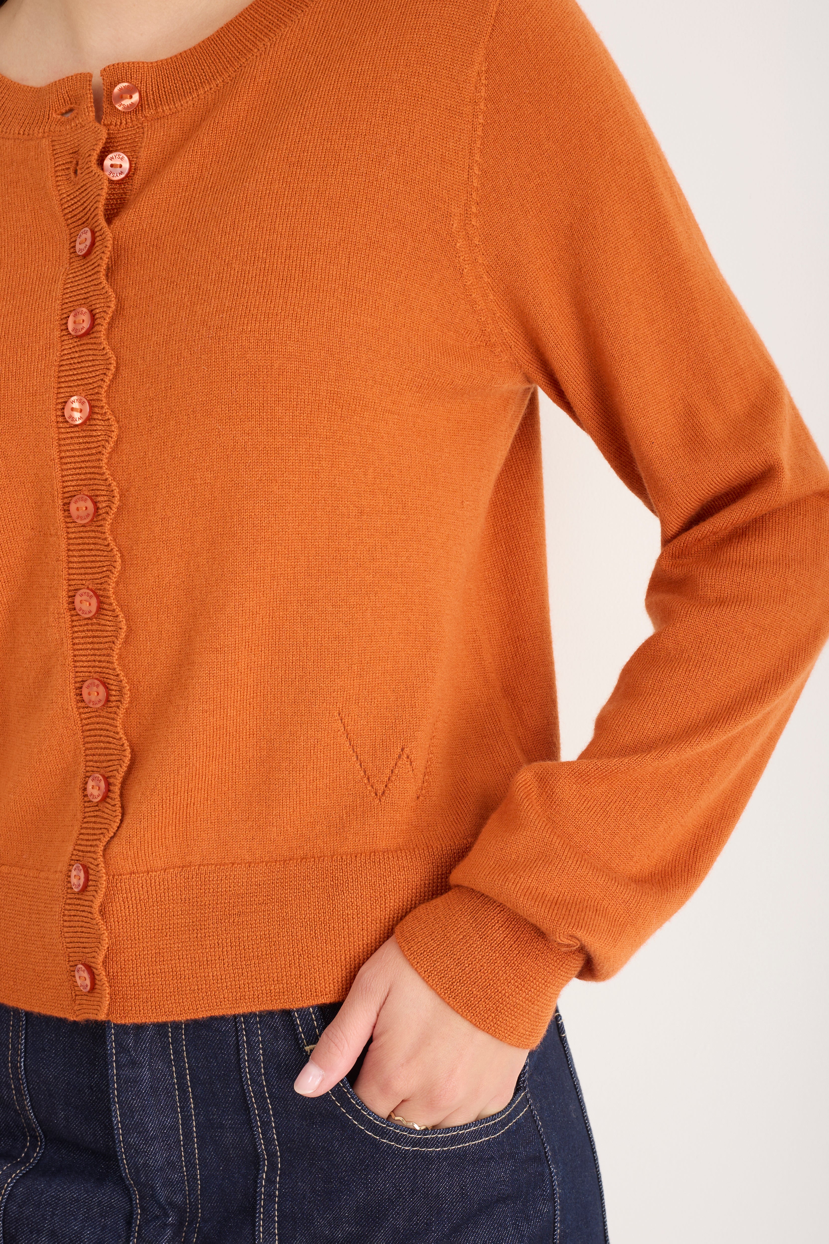 Fleurine Cropped Cardigan - Burnt Orange – WYSE London