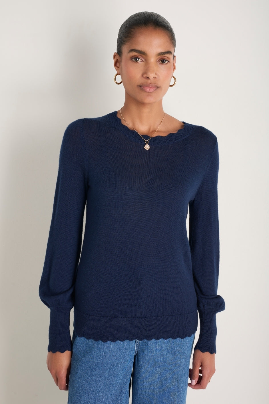 Fleurine Scallop Jumper - Midnight – WYSE London
