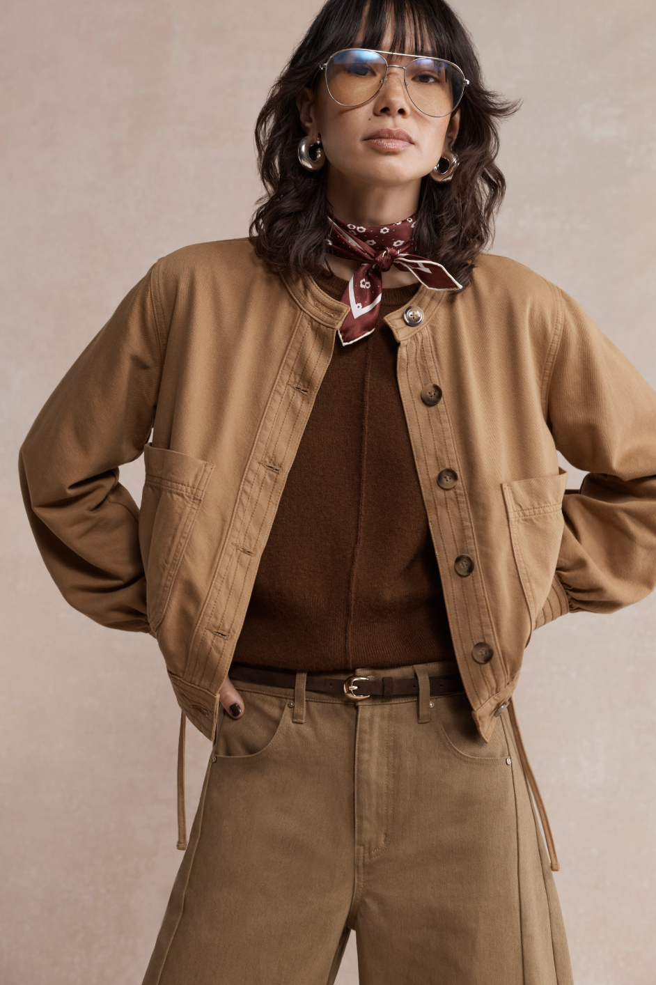 Hallie Collarless Jacket - Toffee – WYSE London