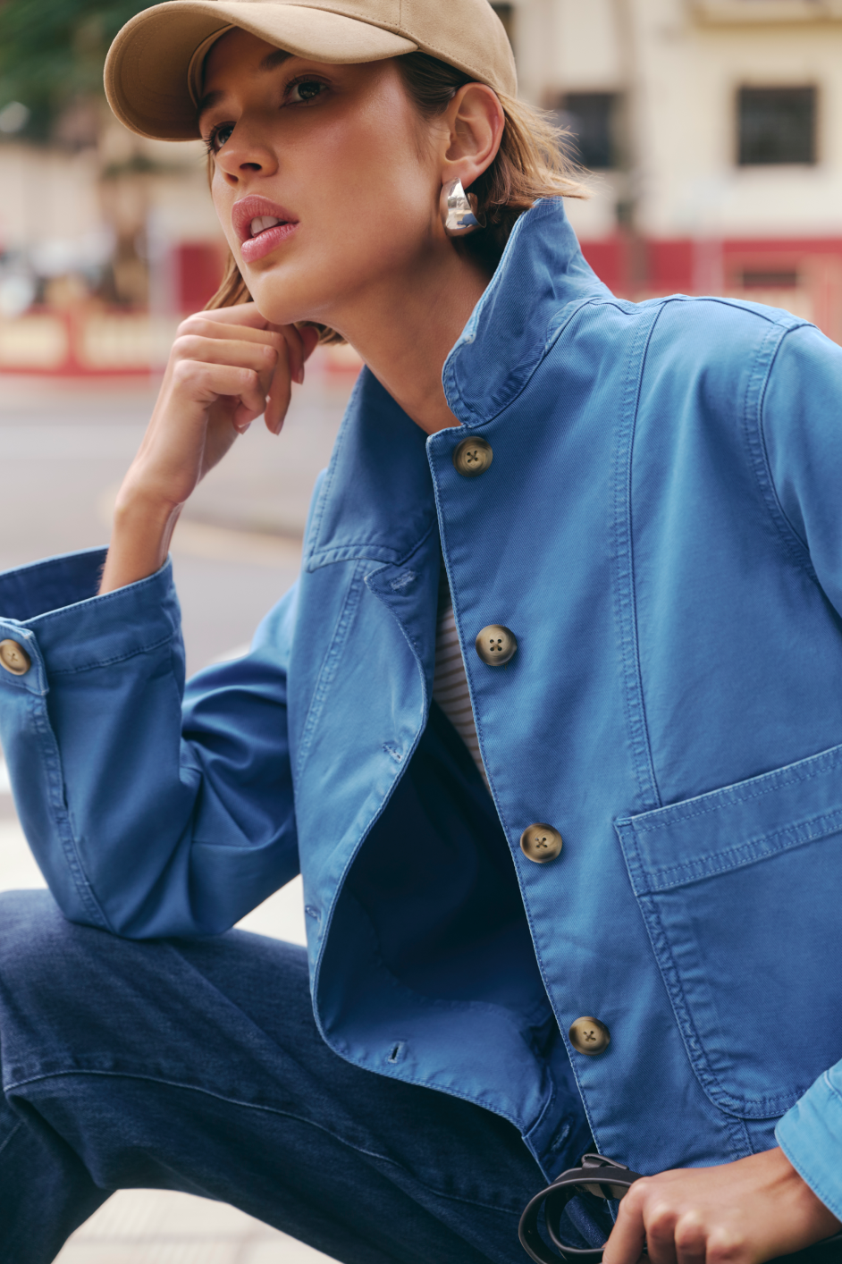 Mia Cropped Jacket - Coastal Blue – WYSE London