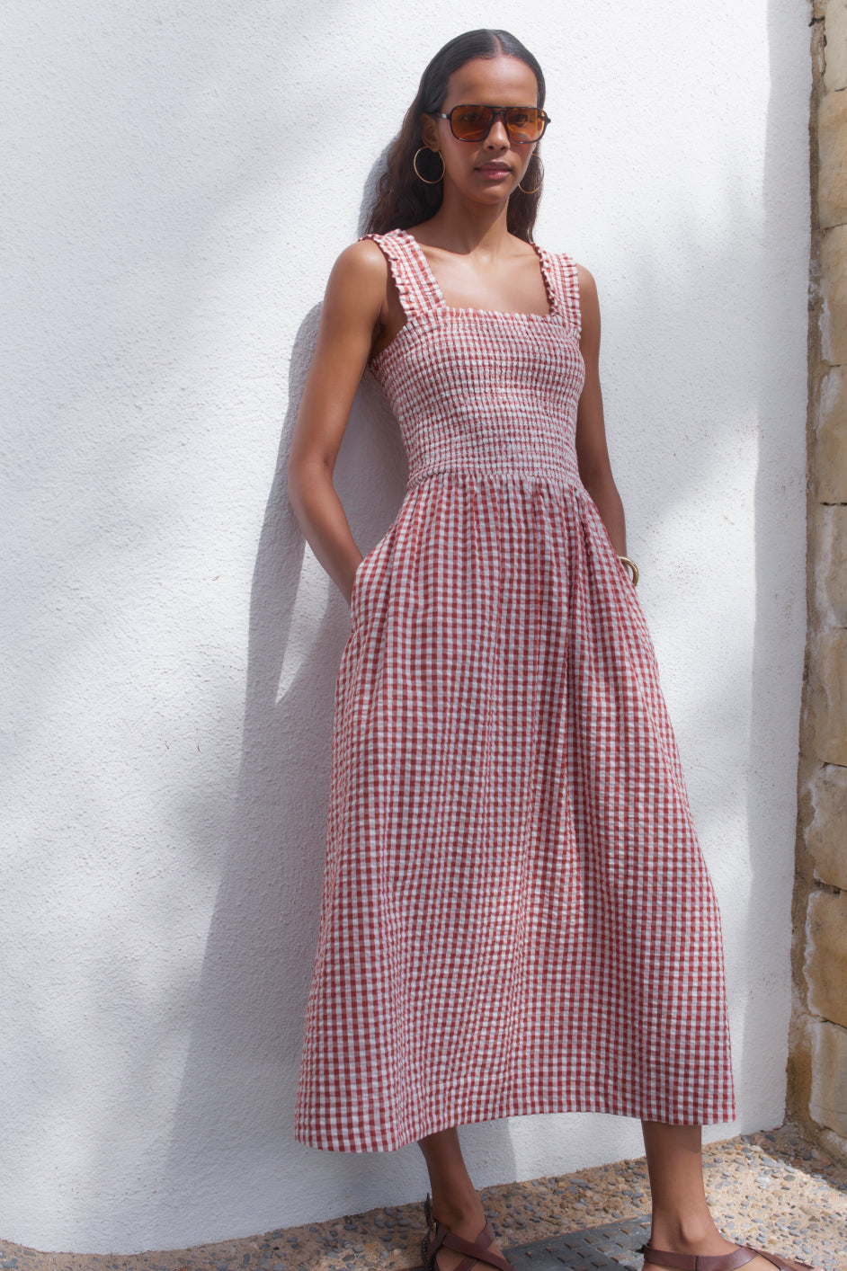 women dresses Women's Bra-Free Tie-Front Chambray Mini Dress in Medium Wash | Size S knee length Bliss Dress - Cinnamon Red/Ivory