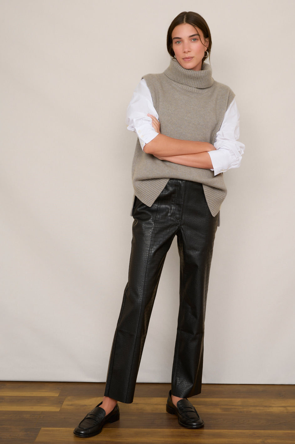 Anne Faux Leather Trouser - Black Croc – WYSE London