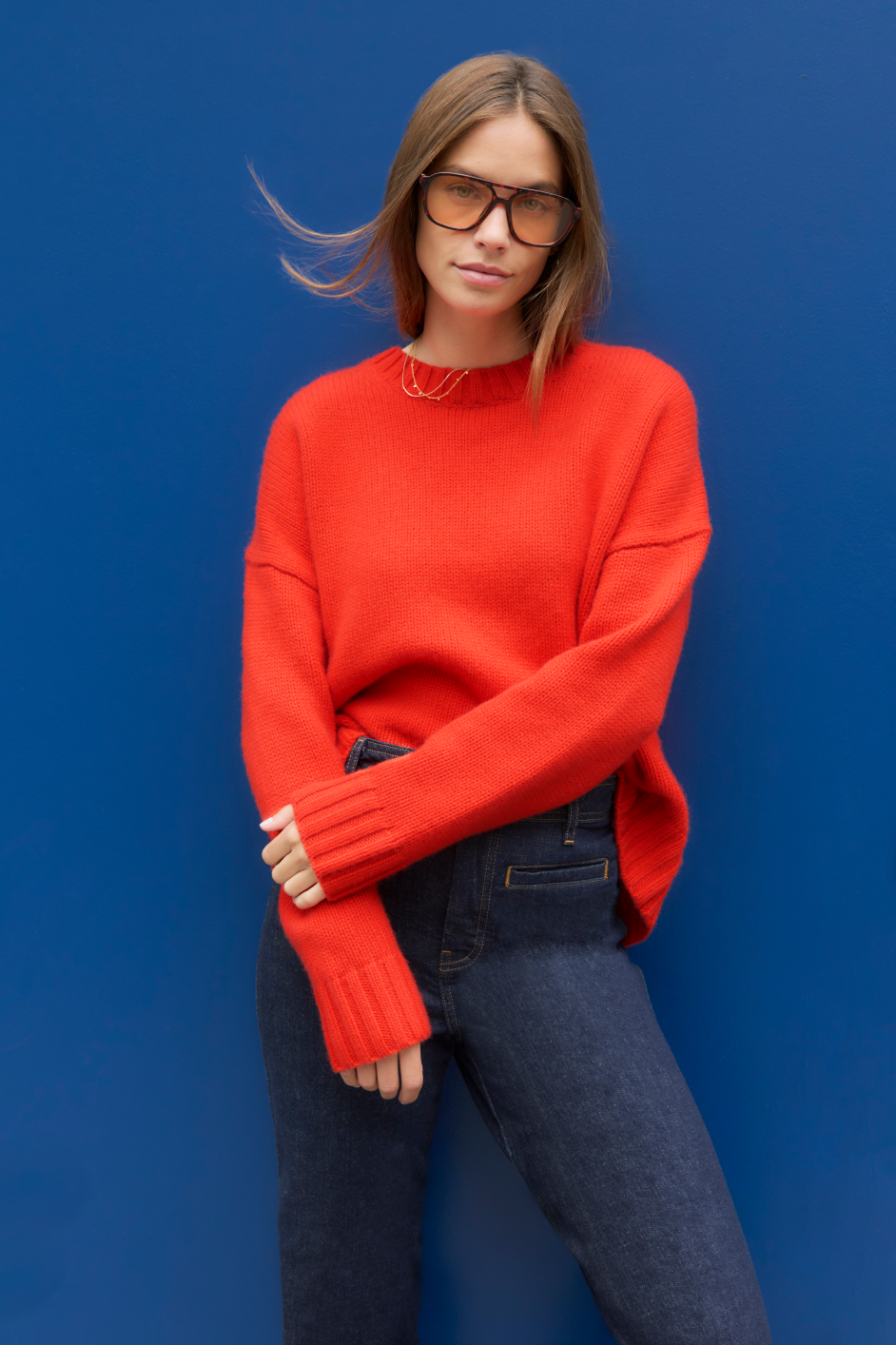 Liana Chunky Crew Neck Jumper - Paprika Orange – WYSE London