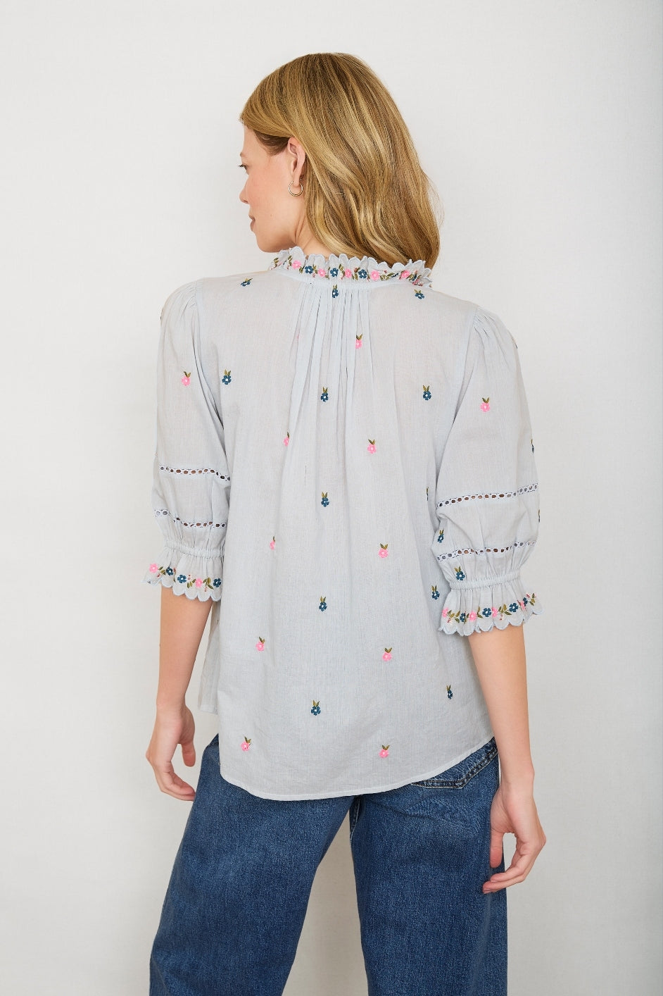 Stetson Floral Embroidery (Blue) - Women's Denim Blouse
