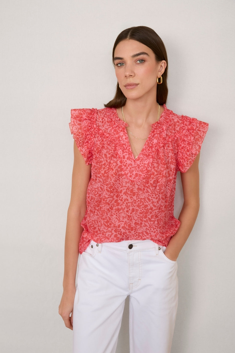 Georgia Silk Blend Blouse - Summer Pink Mono Floral – WYSE London