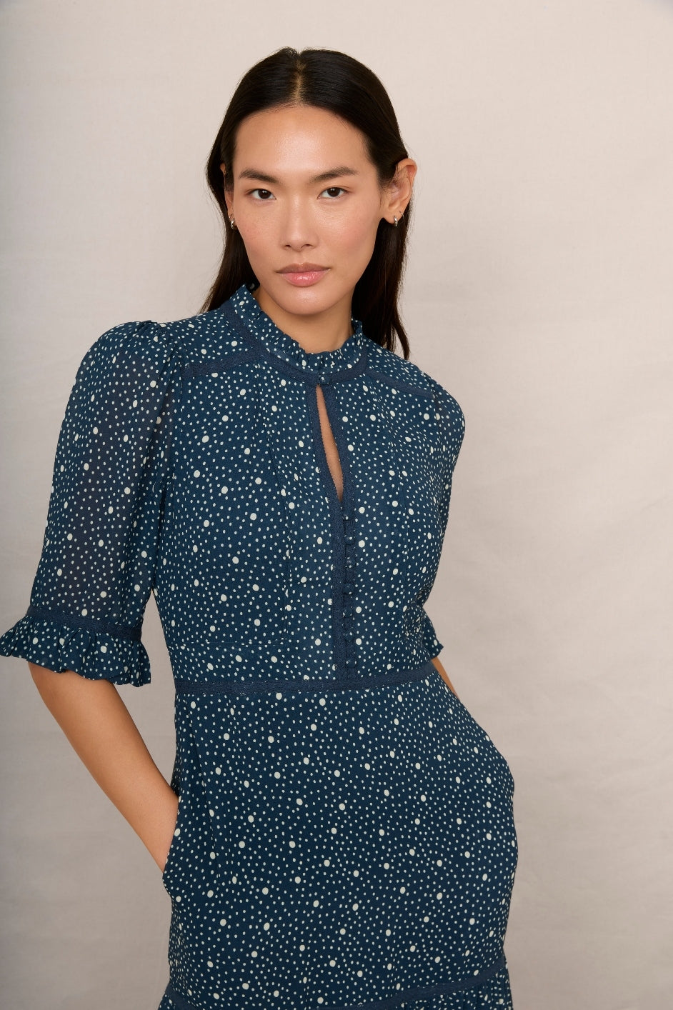 Jodi Polka Spot Dress - Midnight – WYSE London