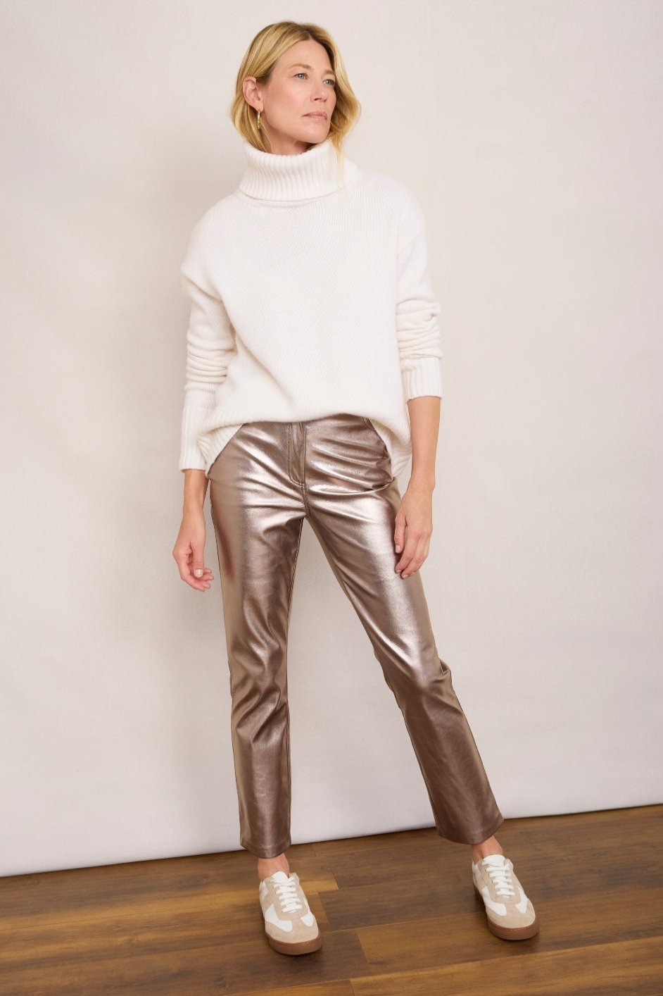 Josie Faux Leather Trouser Warm Pewter – WYSE London