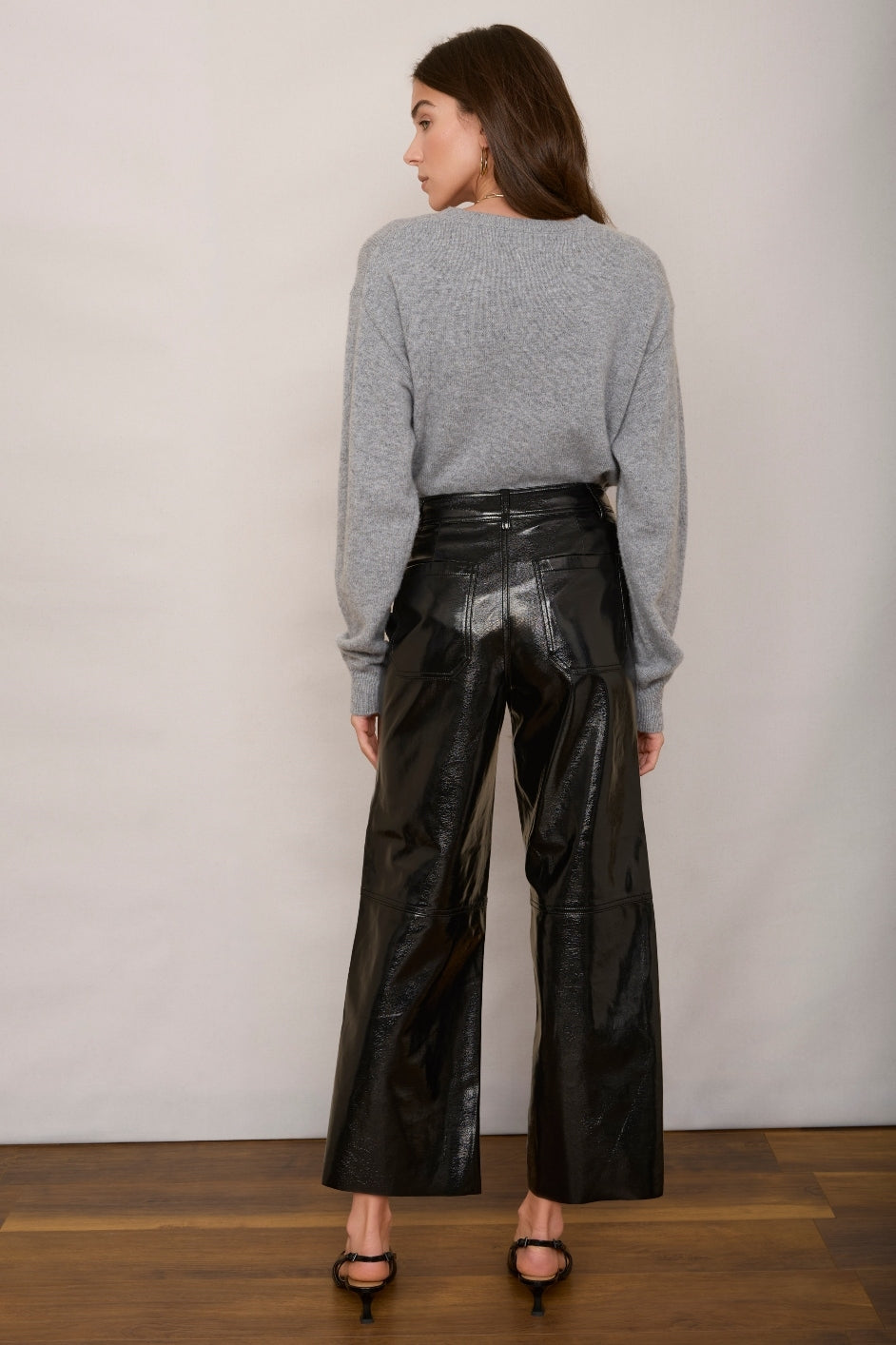 Jules Faux Leather Trouser - Black Crackle – WYSE London