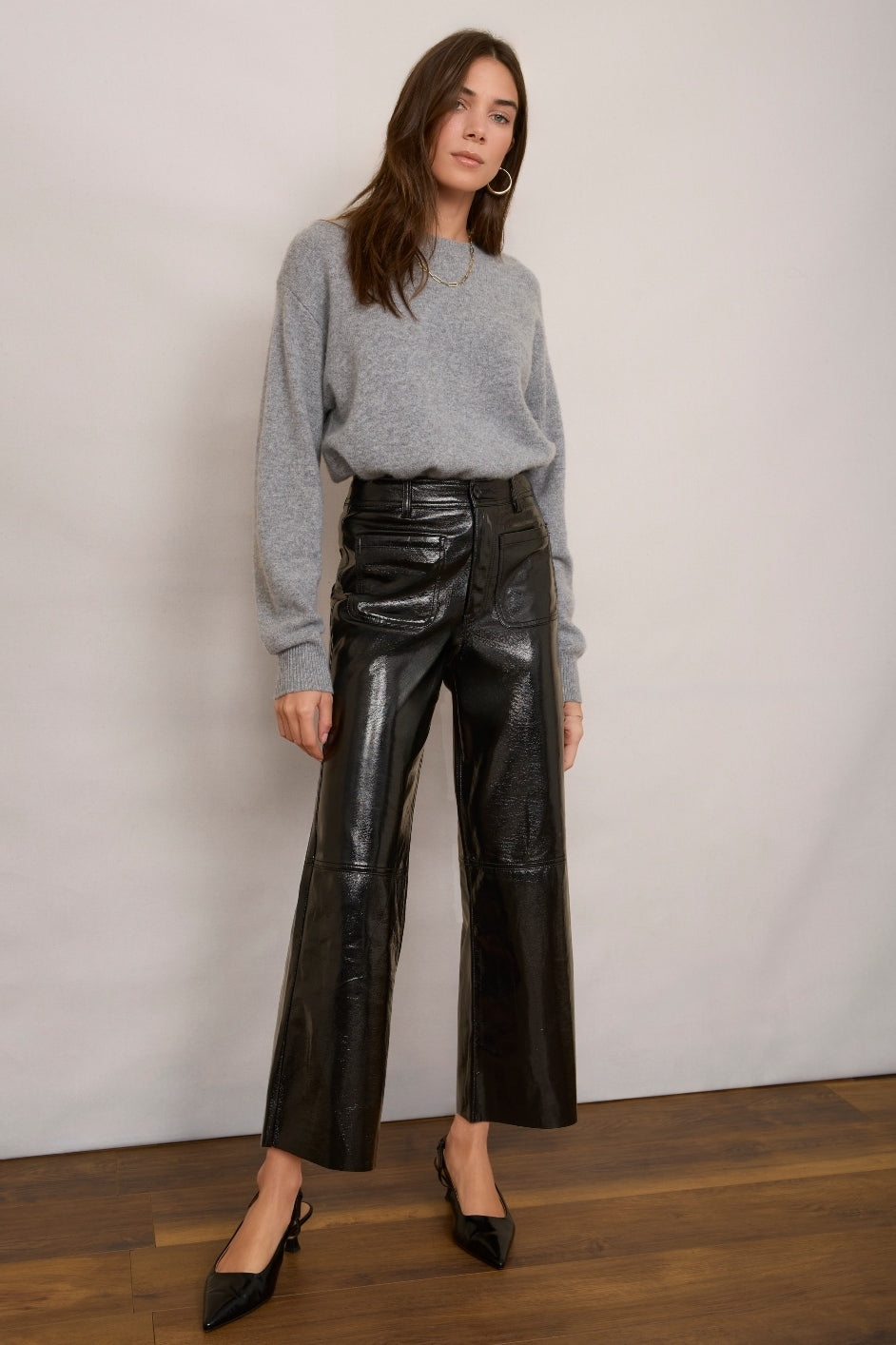 Jules Faux Leather Trouser Black Crackle – WYSE London