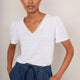 Lily Linen Tee Lace Trim - White