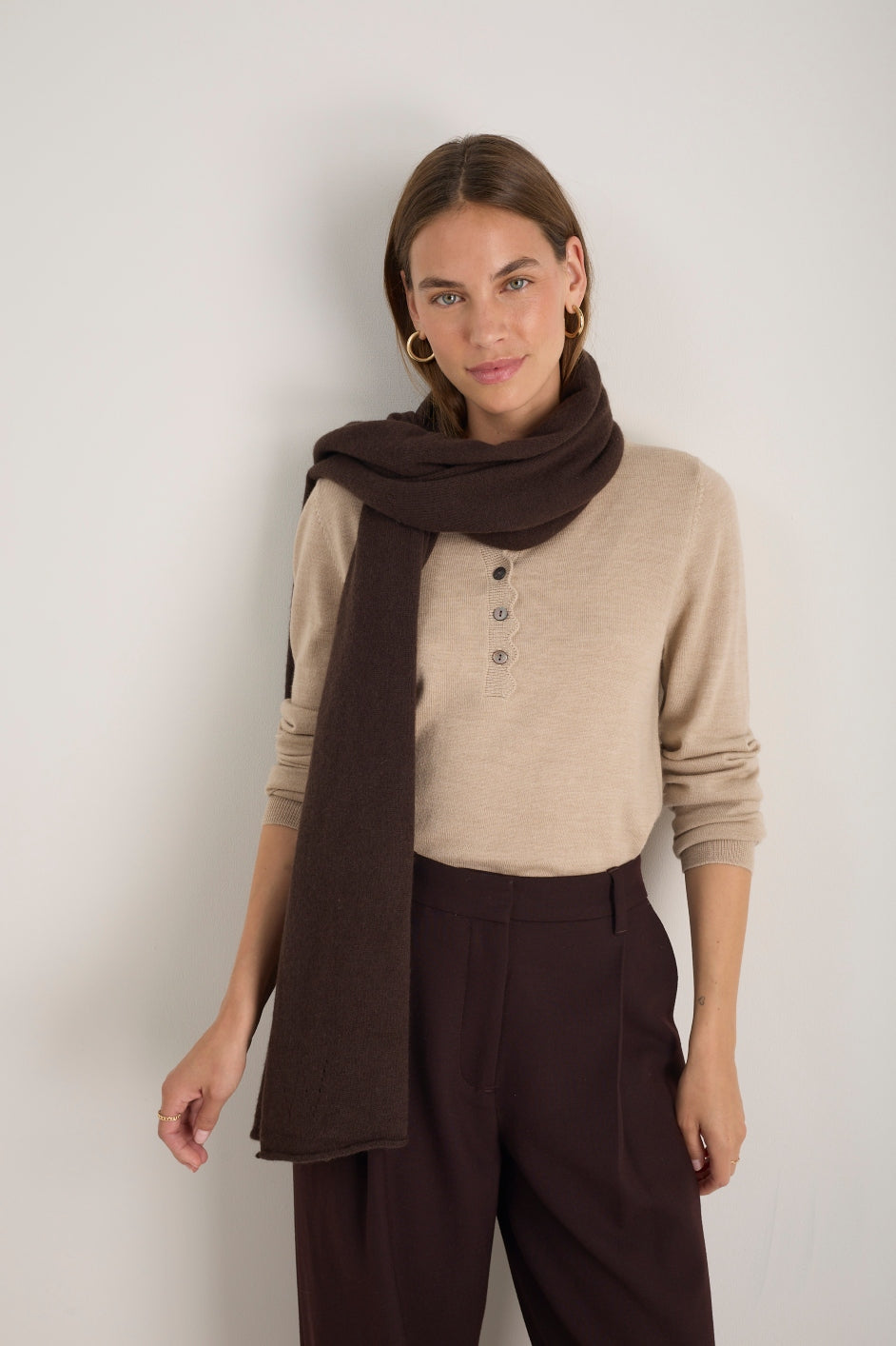 Mathilde Cashmere Scarf - Cocoa – WYSE London