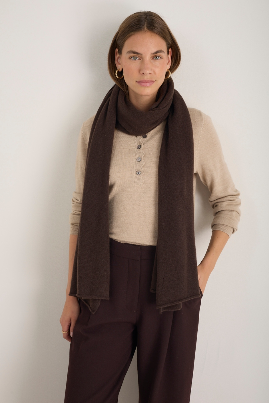 Mathilde Cashmere Scarf Cocoa – WYSE London - Main Image
