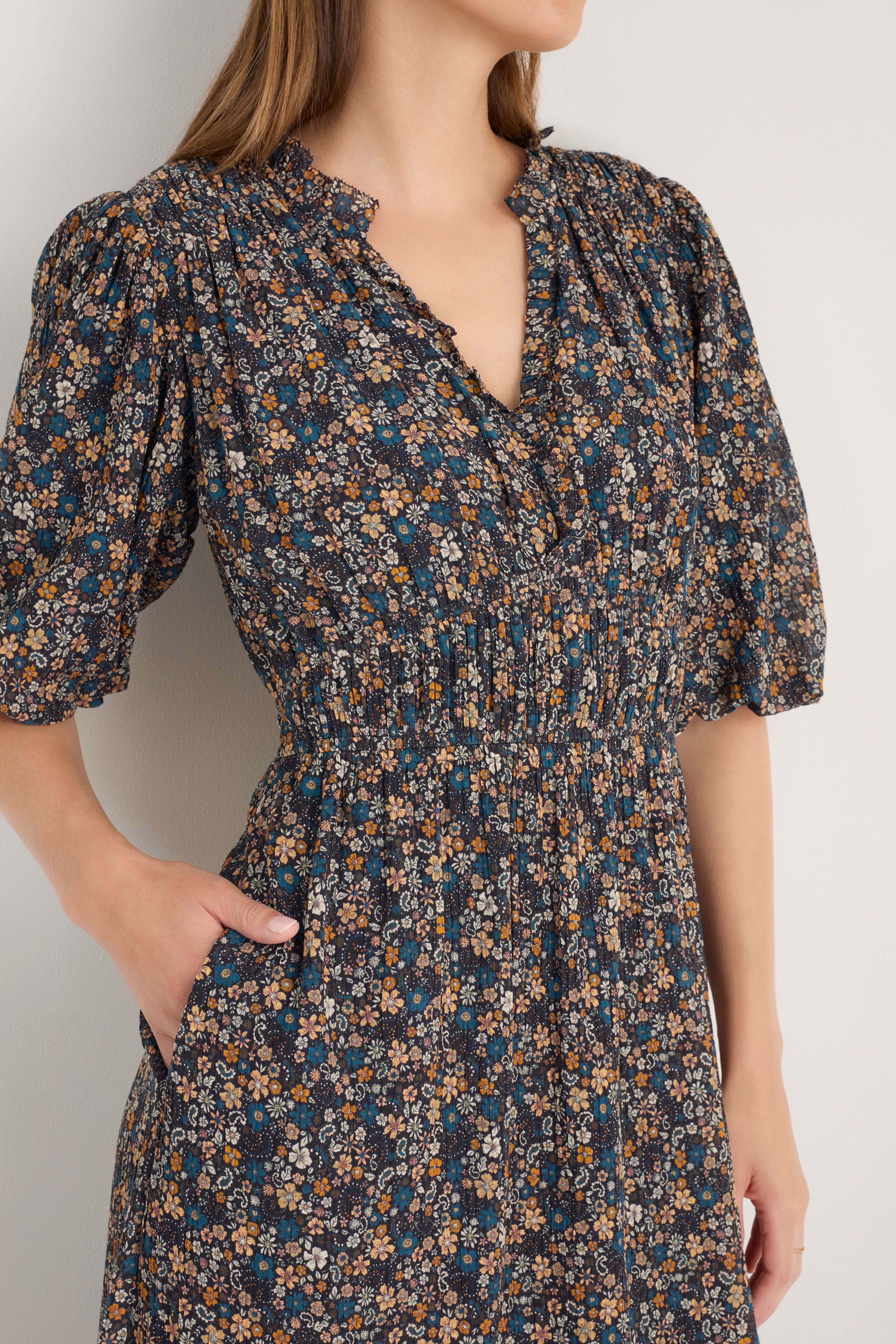 Miah Silk Blend Dress - Retro Floral Scarf – WYSE London