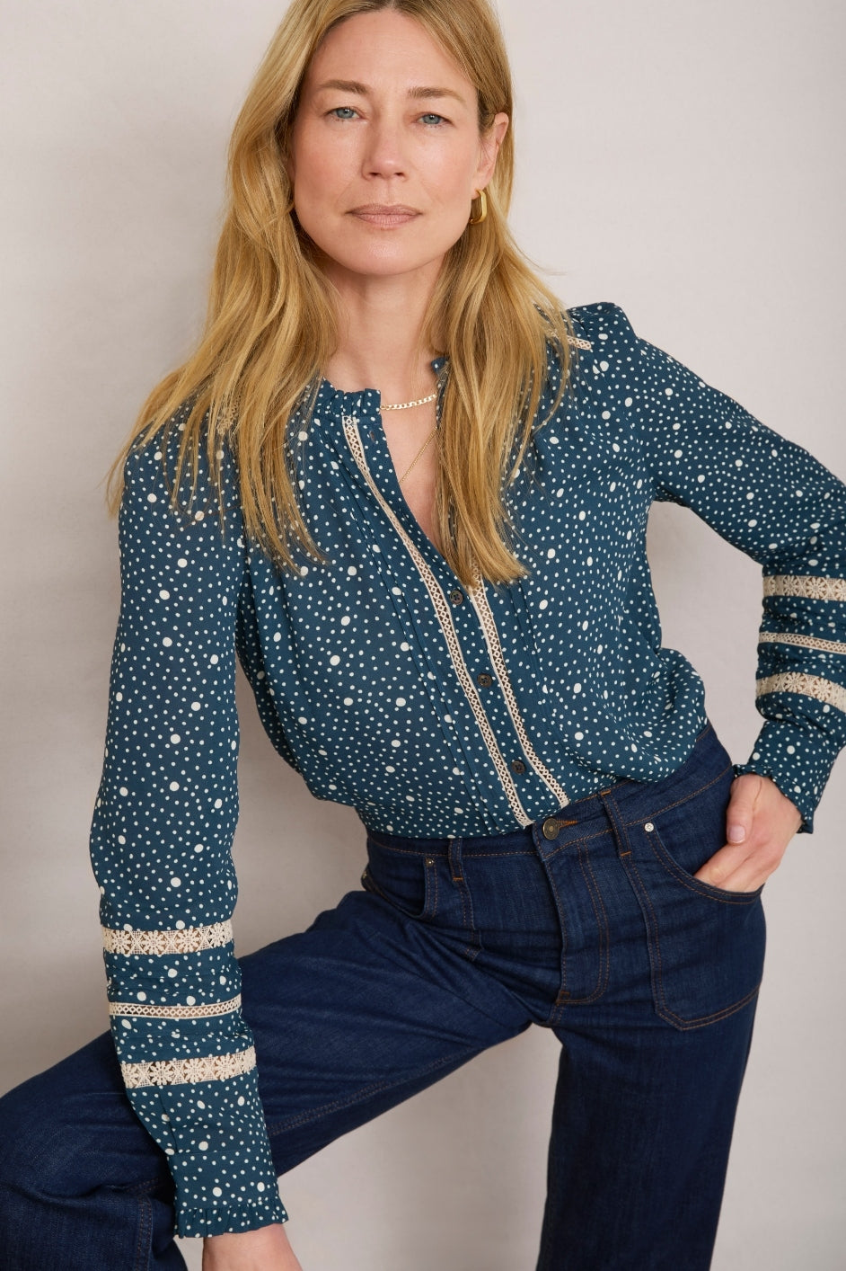 Parker Blouse Blue Spot – WYSE London - Main Image