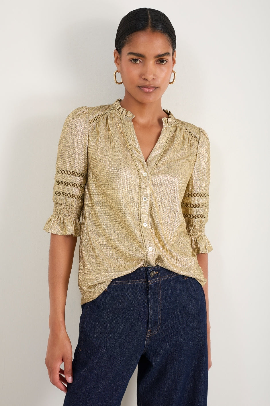 Parker Metallic Blouse - Gold WYSE London Parker Metallic Blouse - Gold WYSE London
