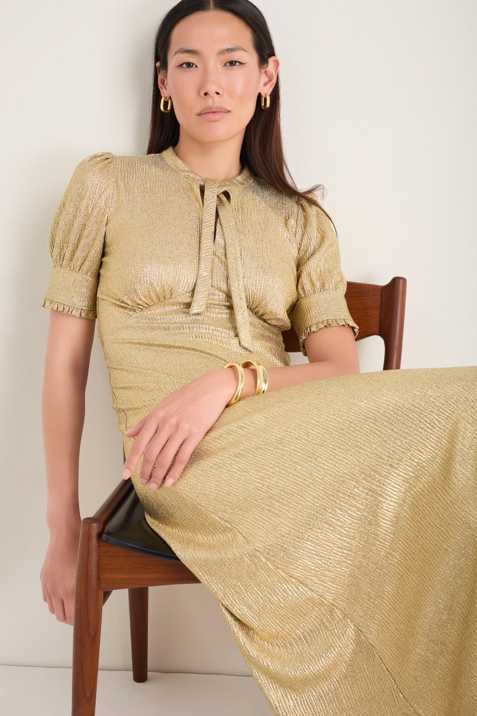 Paulina Dress - Gold Metallic WYSE London Paulina Dress - Gold Metallic WYSE London