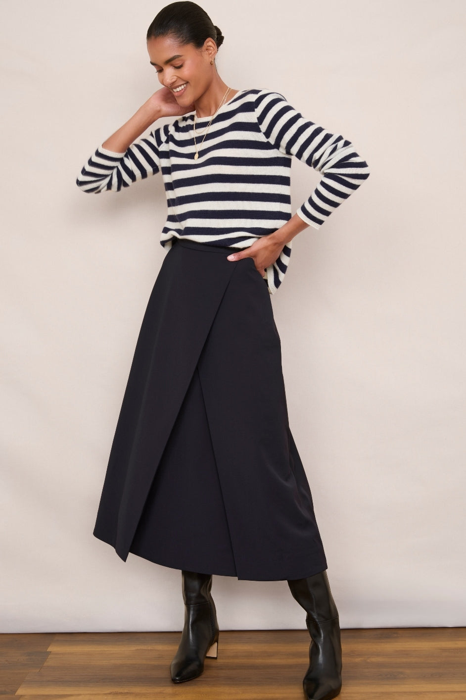 Romilly Wrapover Skirt - Midnight – WYSE London