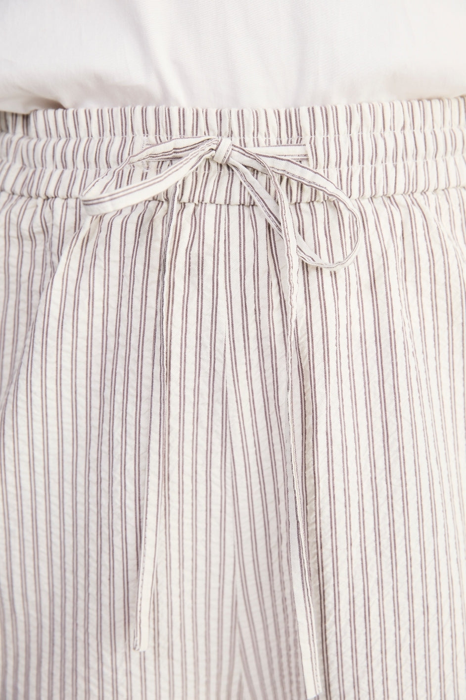 Romy Pull On Seersucker Culotte - Cocoa/Ecru Stripe
