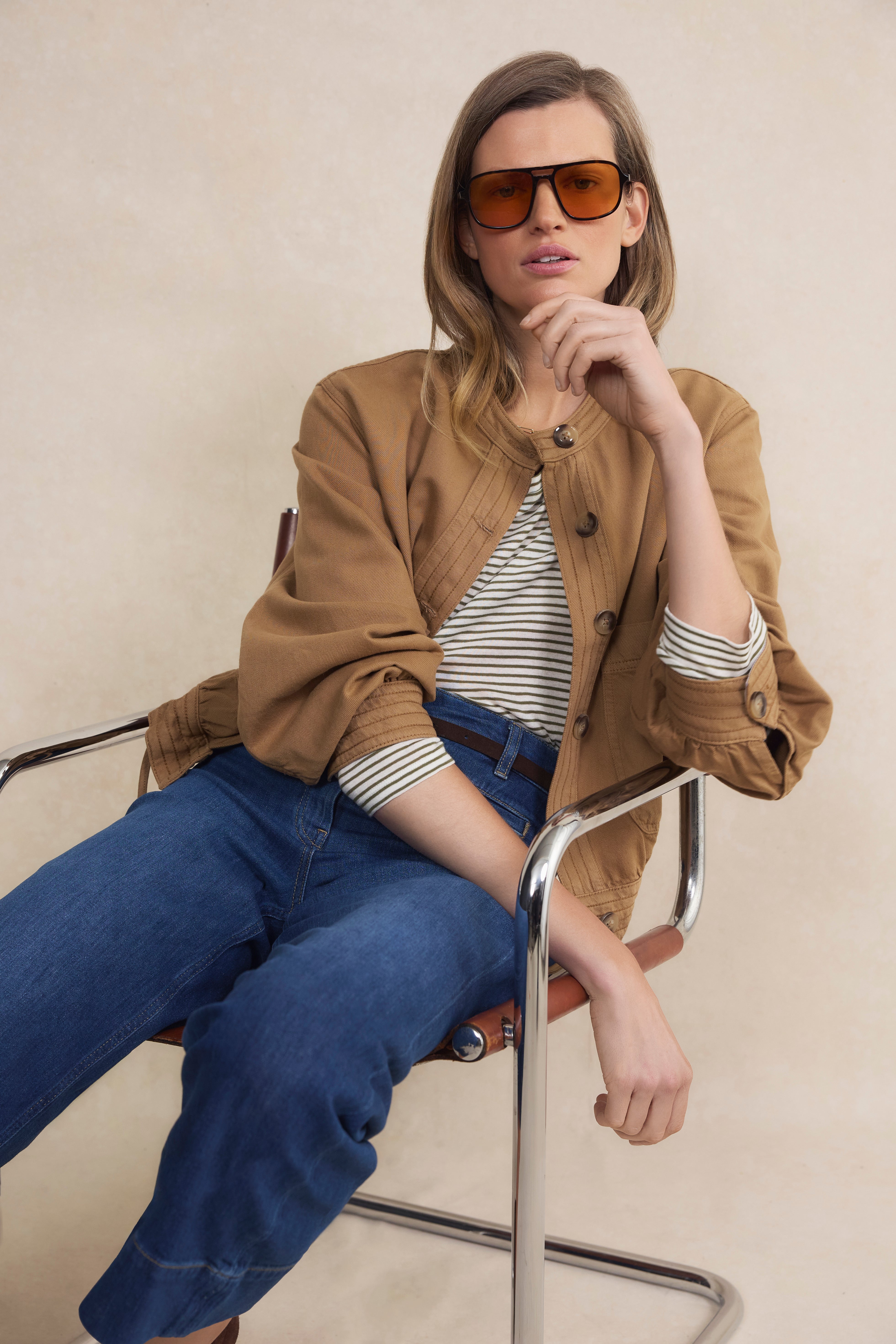 Hallie Collarless Jacket - Toffee – WYSE London