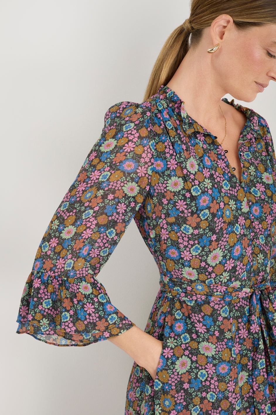 Stevie Dress - Midnight Multi Floral – WYSE London