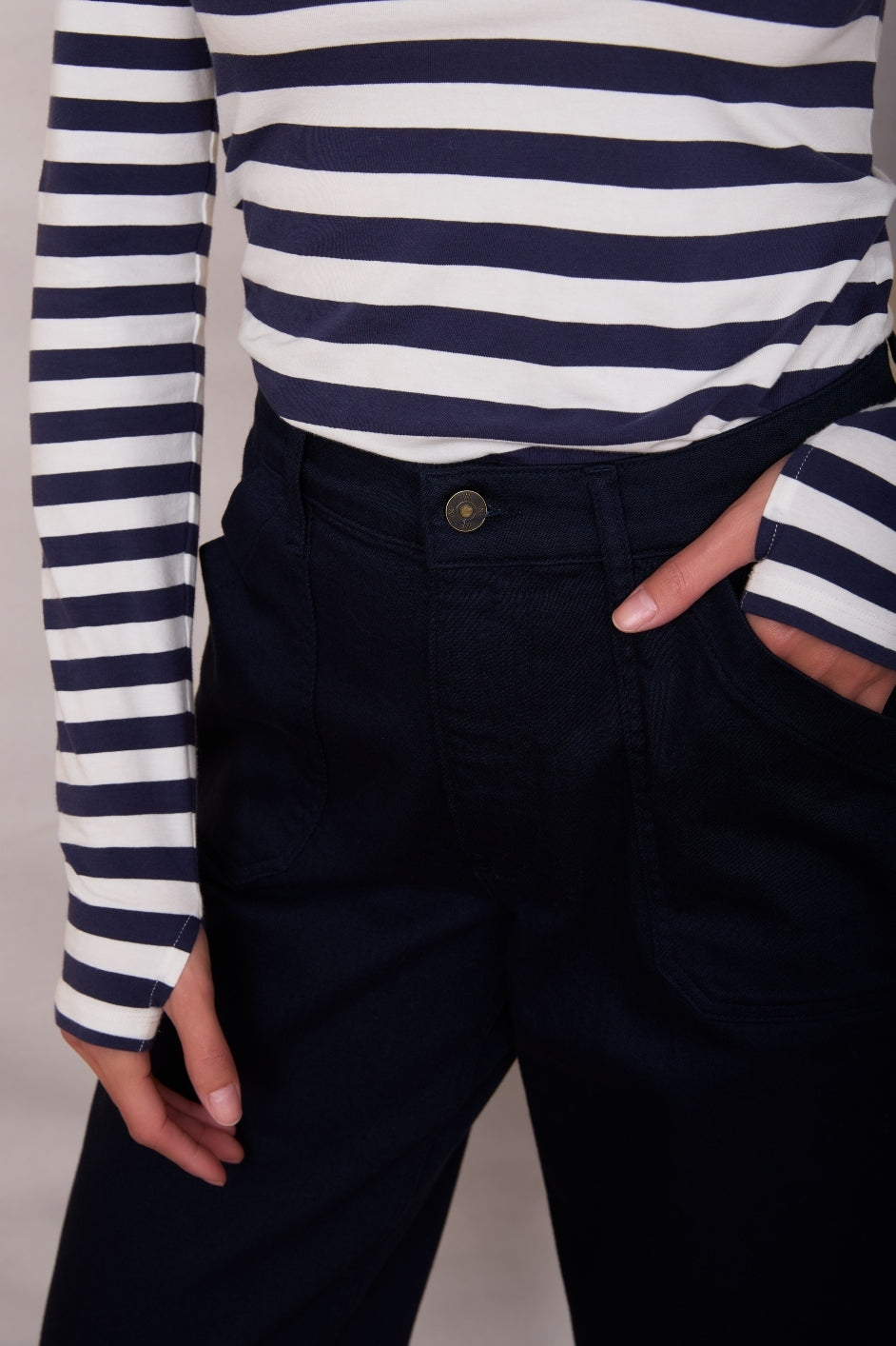 Marnie Long Sleeve Jersey Top - Deep Fig/Pink Stripe main image 1