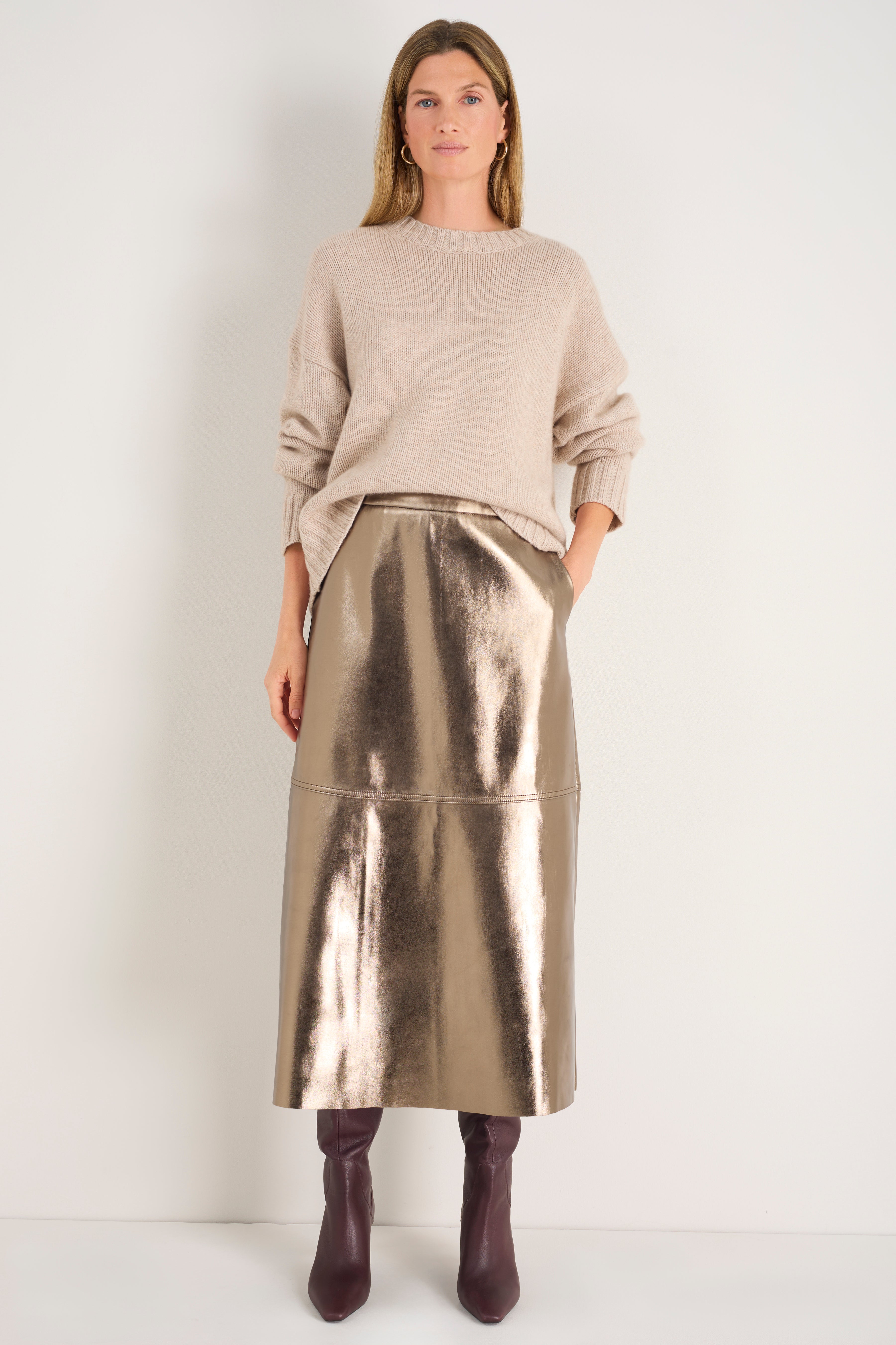 Yasmin Faux Leather Skirt - Pewter – WYSE London