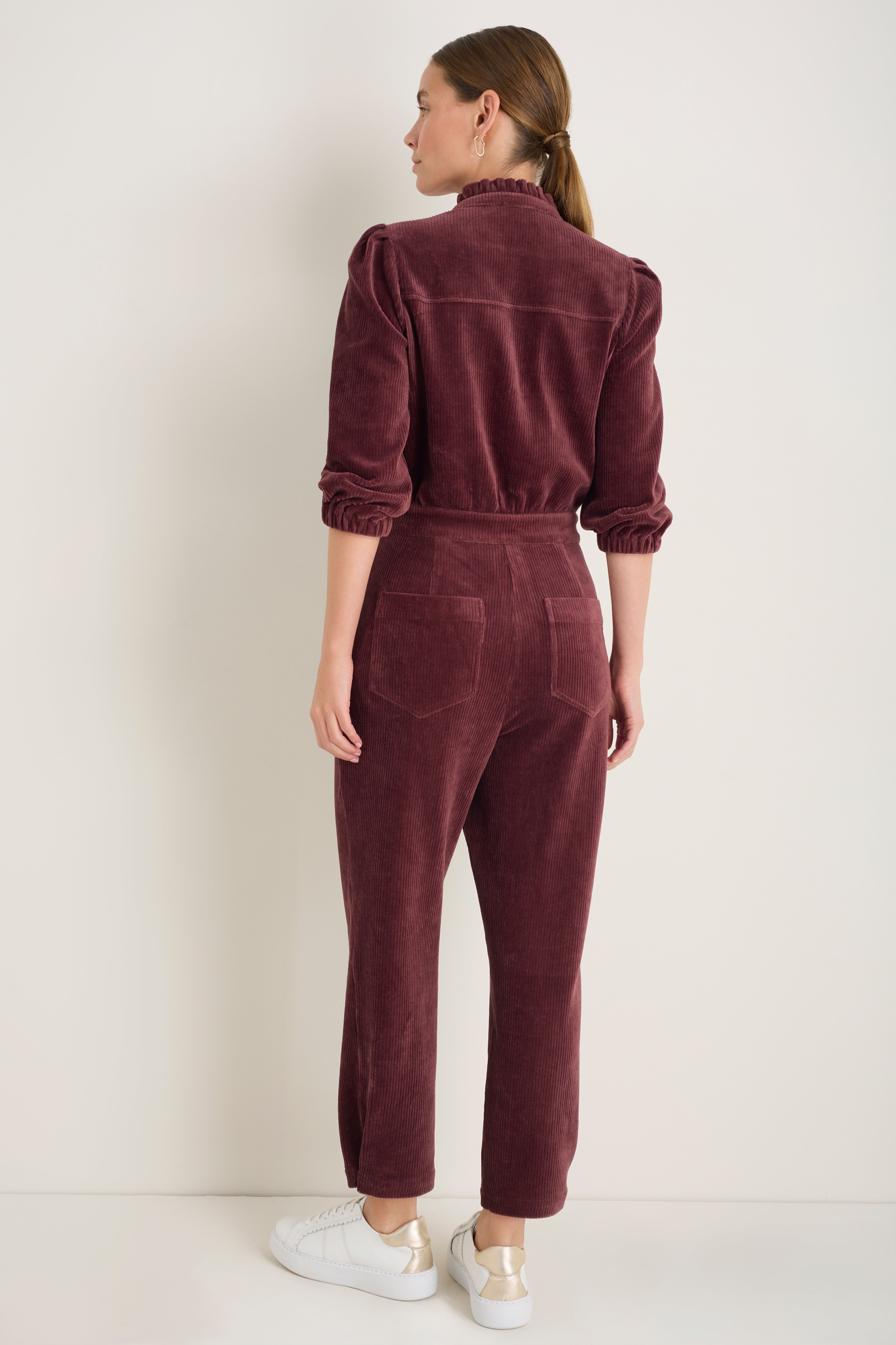 Zeena Cord Velour Jumpsuit - Deep Fig – WYSE London