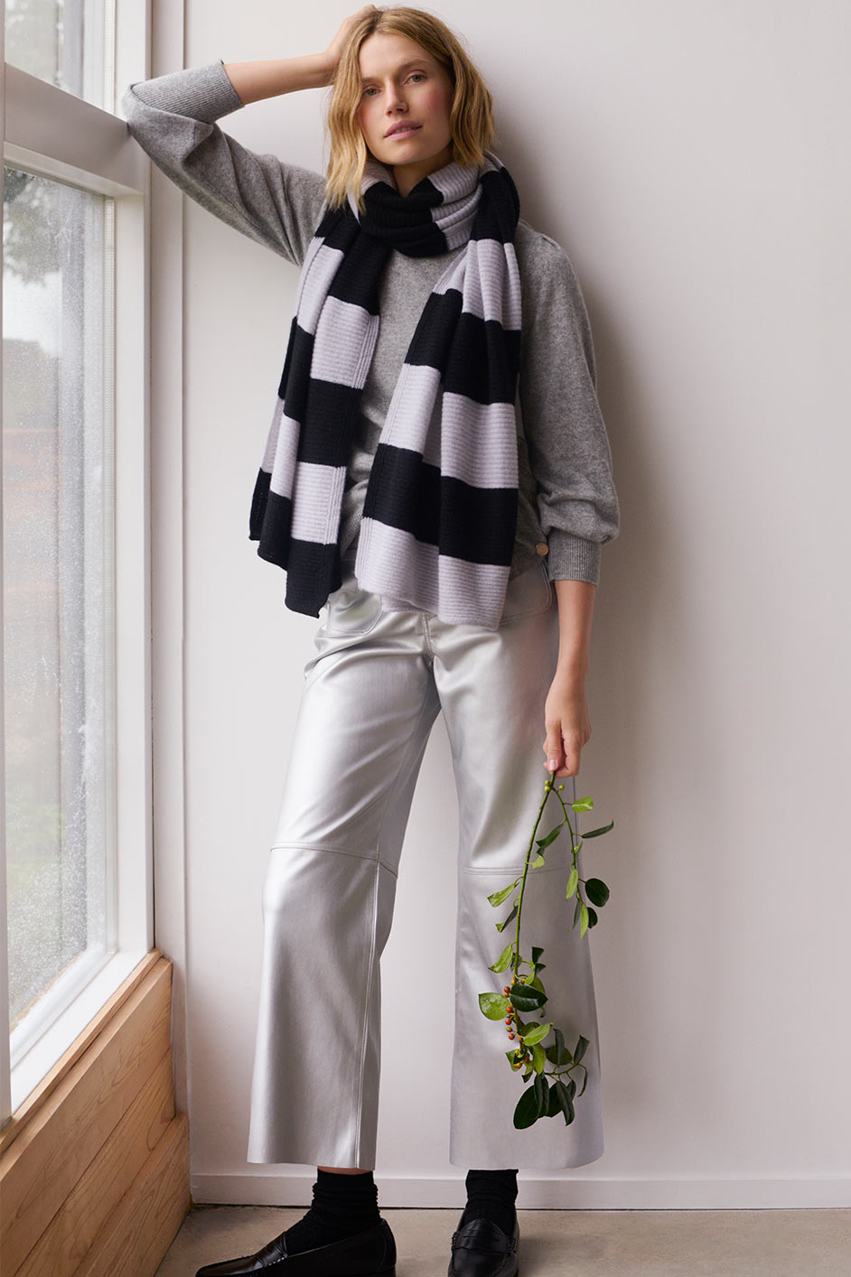 Jules Faux Leather Trousers - Silver – WYSE London