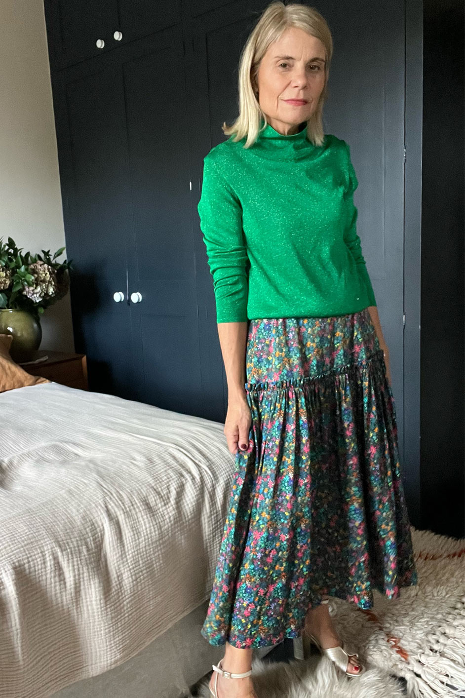 Saskia Satin Skirt - Fir/Multi – WYSE London