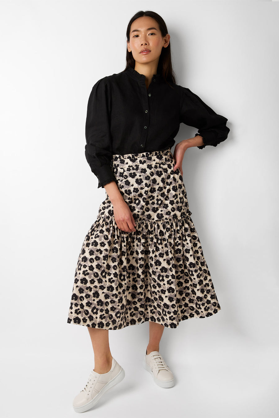 Saskia Ikat Print Skirt - Leopard