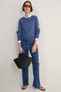 Fleurine Double Layered Jumper - Denim Blue/Blue Trim