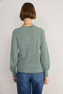 Fleurine Scallop Jumper - Olive Green/Denim Blue Micro Stripe