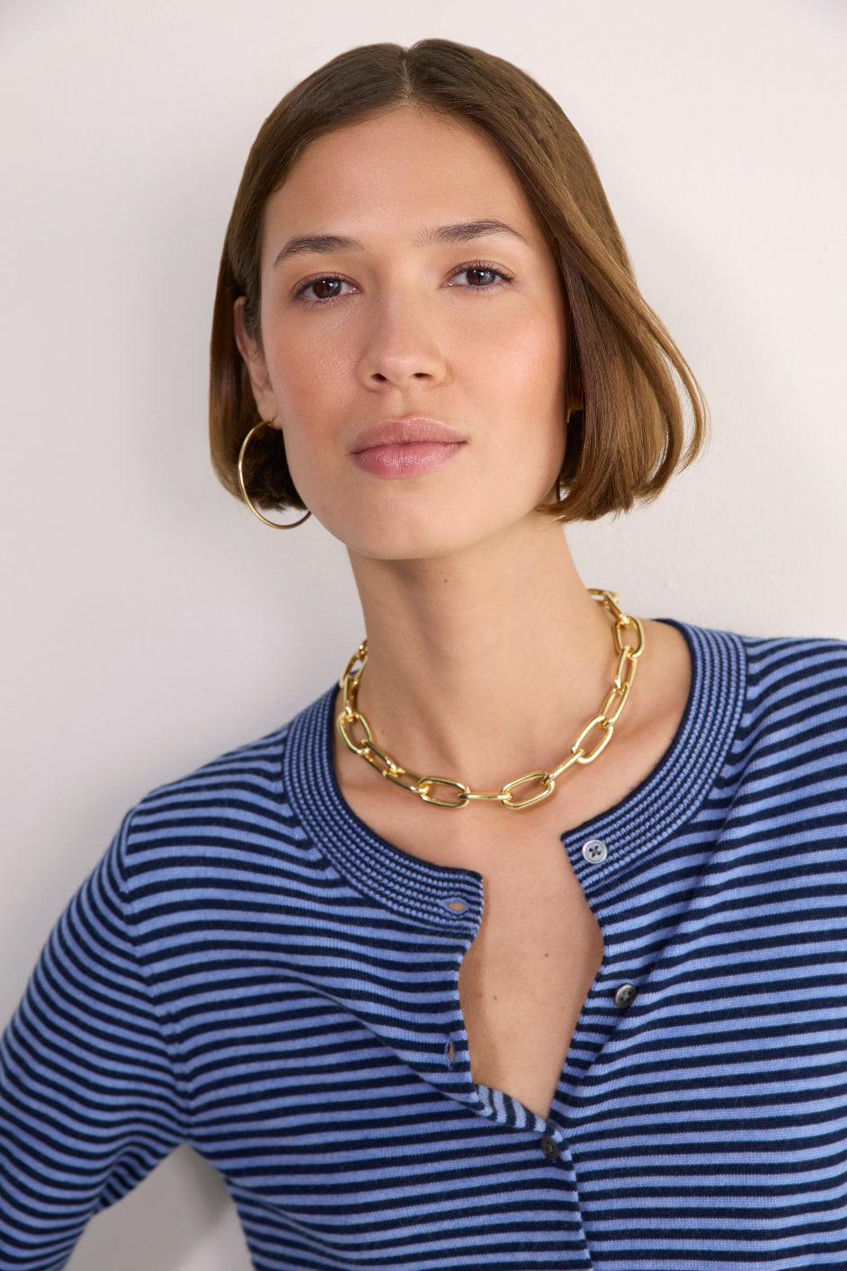 Flora Cardigan - Midnight/Blue Stripe
