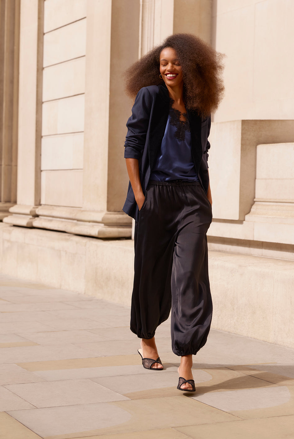 Lola Satin Harem Trouser - Midnight