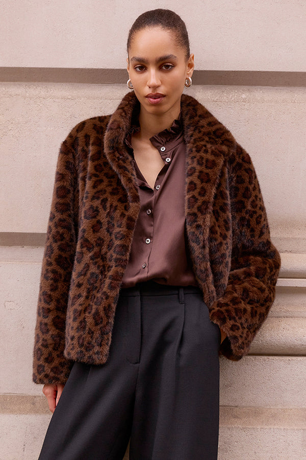 Frankie Faux Fur Jacket - Brown Leopard