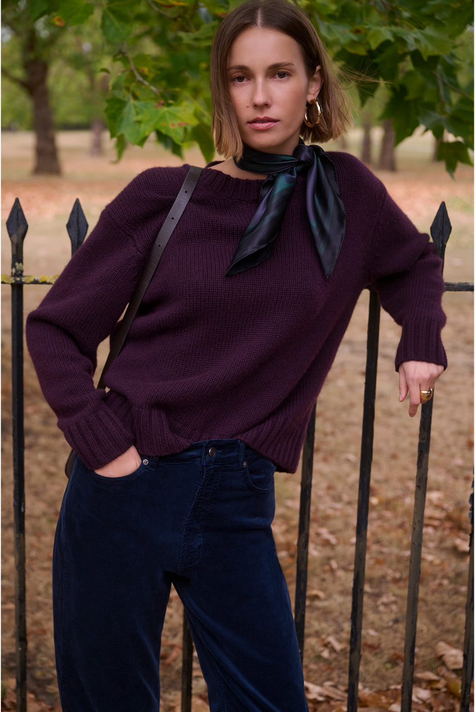 Liana Chunky Crew Neck Jumper - Aubergine