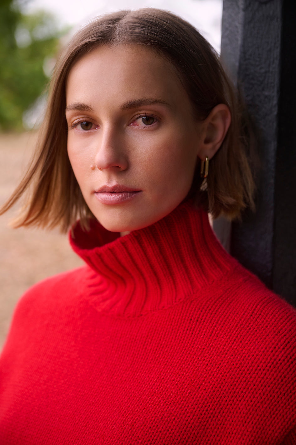 Liana Chunky Funnel Neck Jumper - Cranberry Red