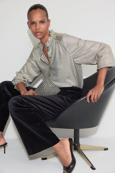 Raya Metallic Blouse - Champagne