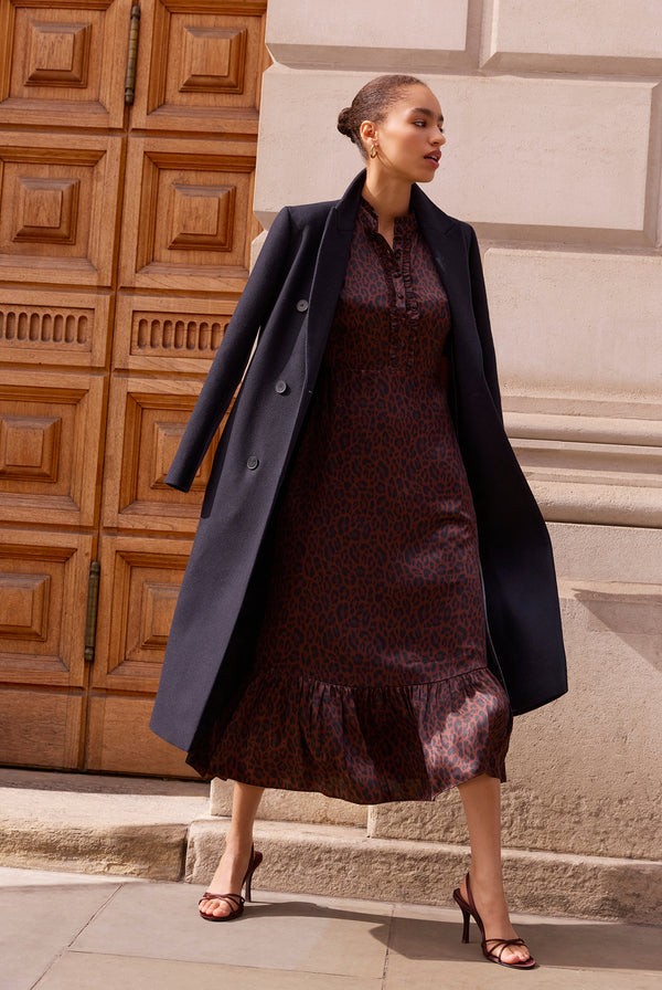 Fabienne Silk Dress - Chocolate Leopard