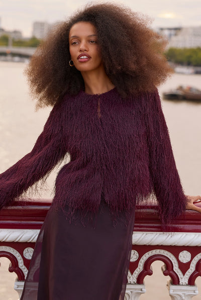 Francesca Fringed Jacket - Aubergine